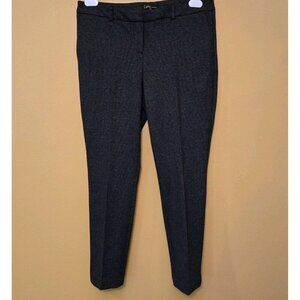 Dalia Black Gray Flat Front Pin Striped 10 Zipper‎ Front Pockets Womans Pants